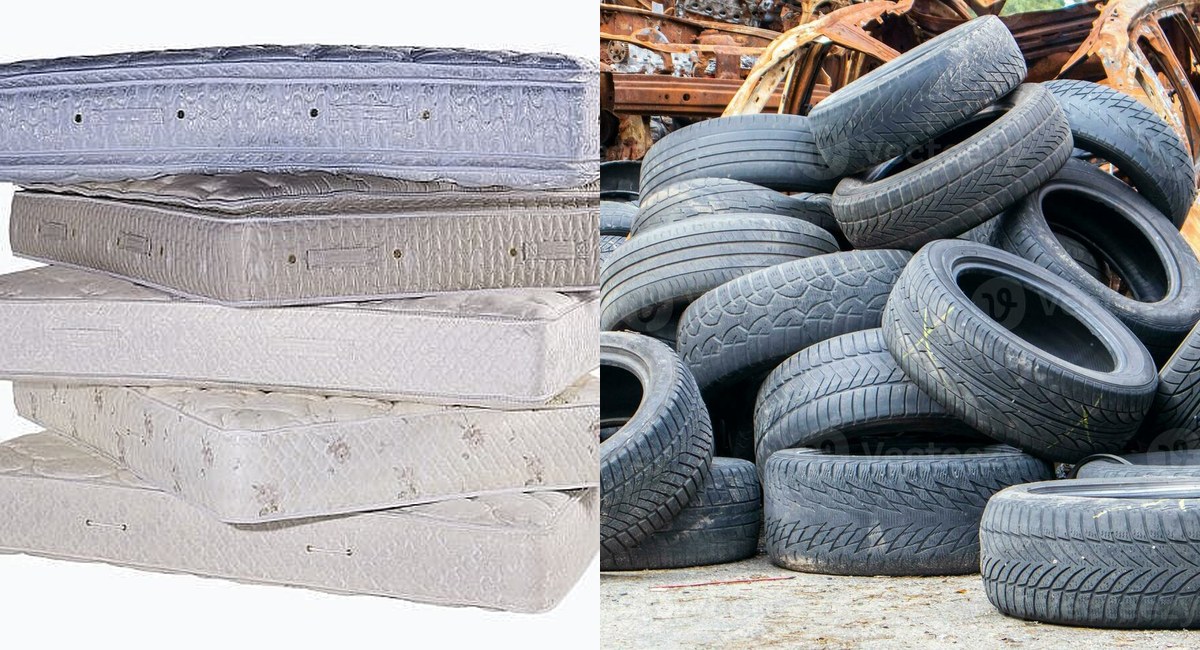 Mattresses and used tires for disposal